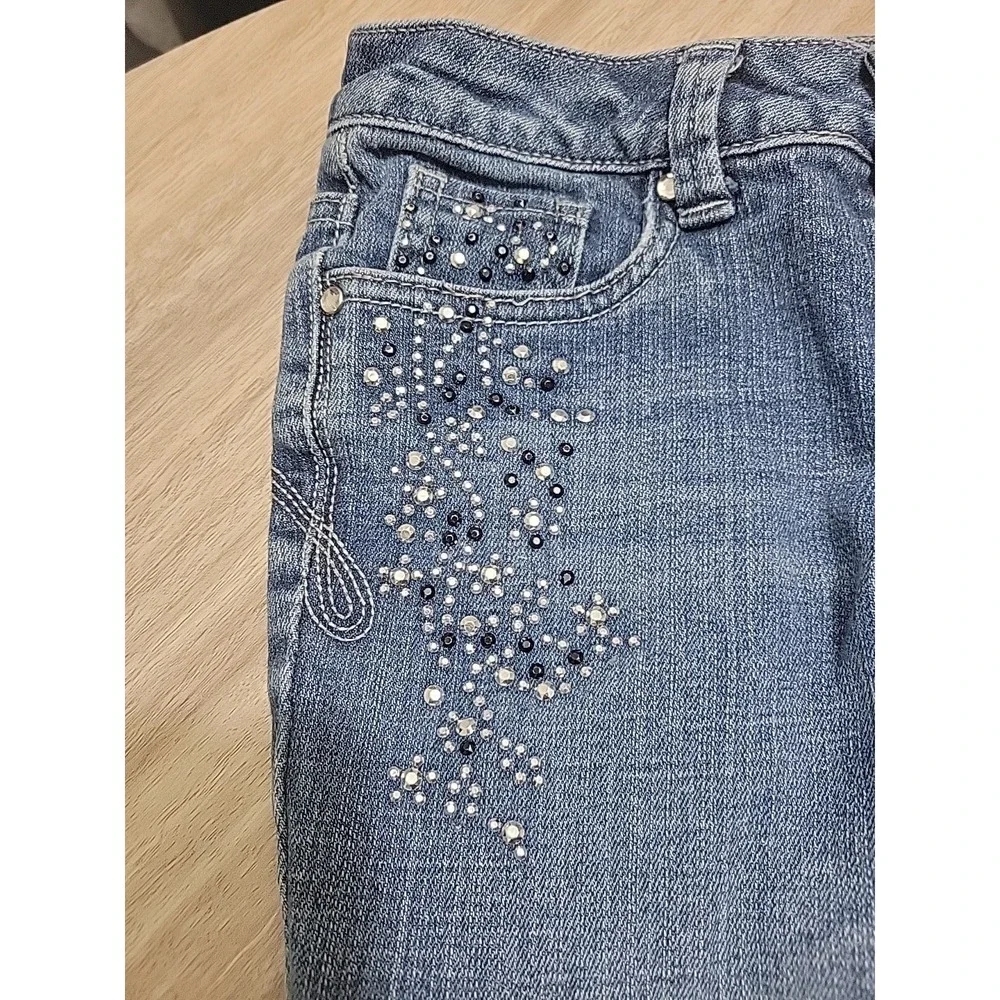 Limited Too Girls Boot Cut Gemstones Streetcore Blue Jeans Sz 8